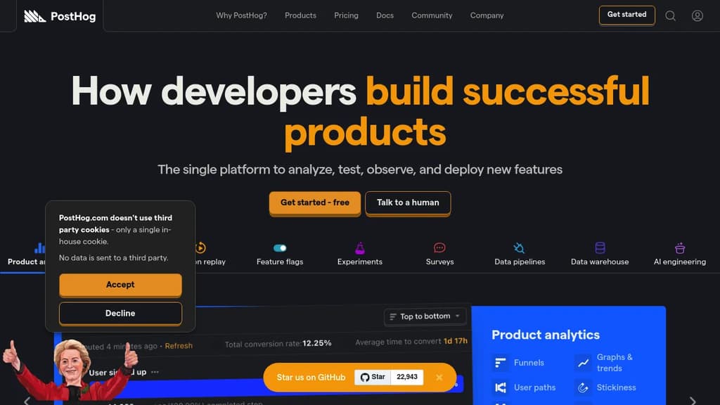 Screenshot of PostHog website