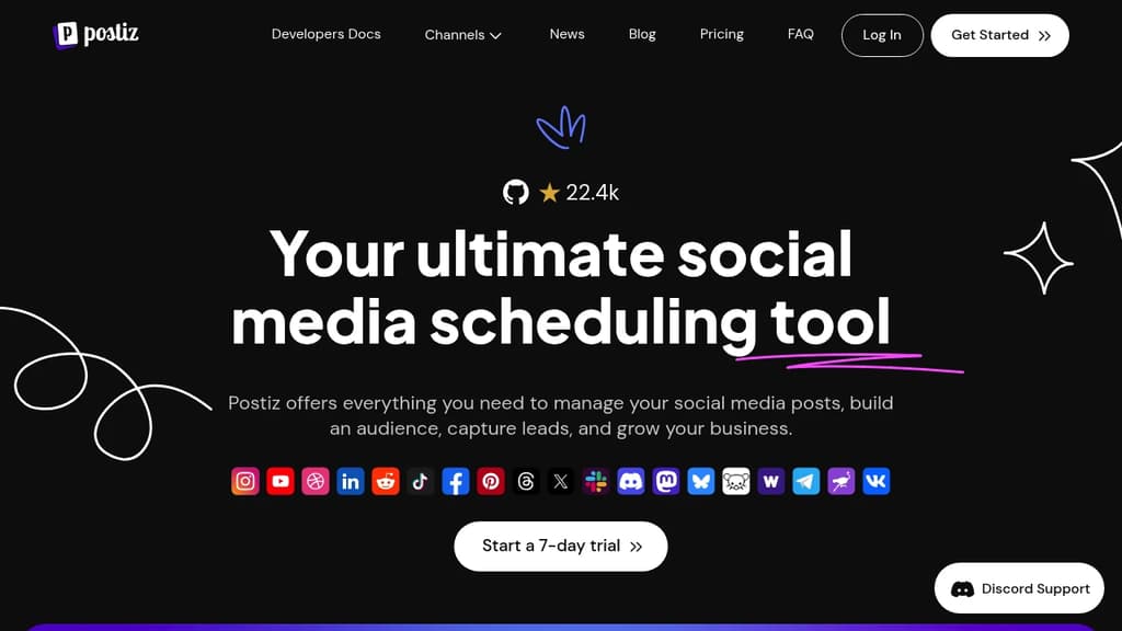 Screenshot of Postiz website