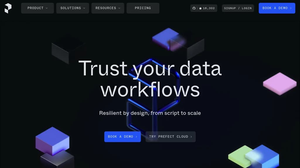 Screenshot of Prefect website
