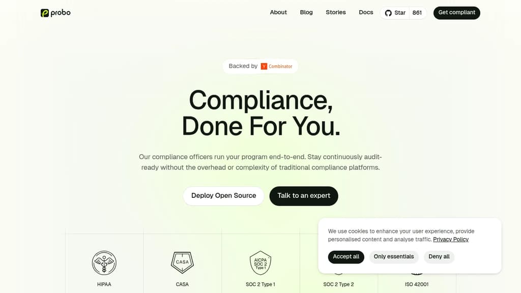 Screenshot of Probo website