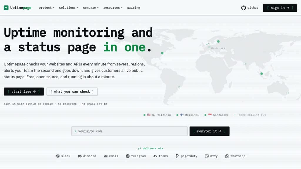 Screenshot of Uptimepage
