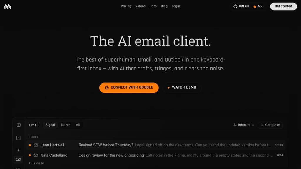 Screenshot of Macro Mail website