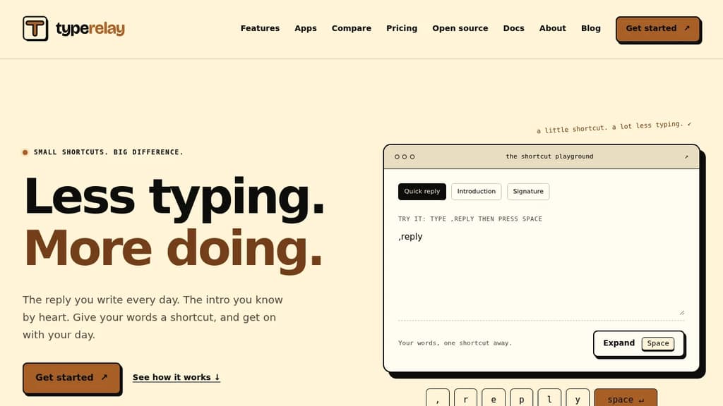 Screenshot of Typerelay website