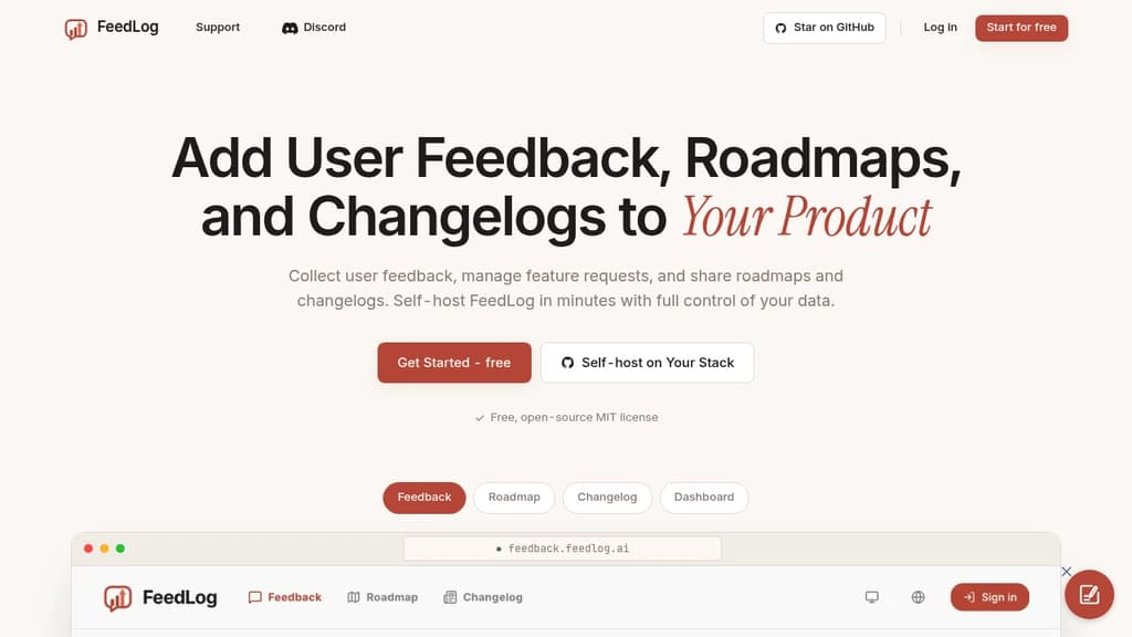 Screenshot of FeedLog