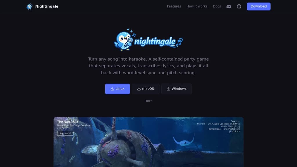 Screenshot of Nightingale website