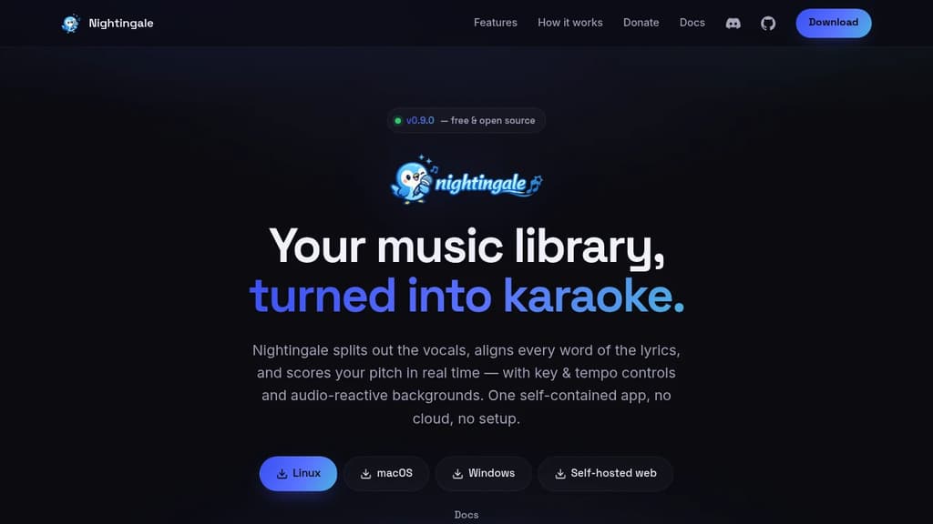 Screenshot of Nightingale website
