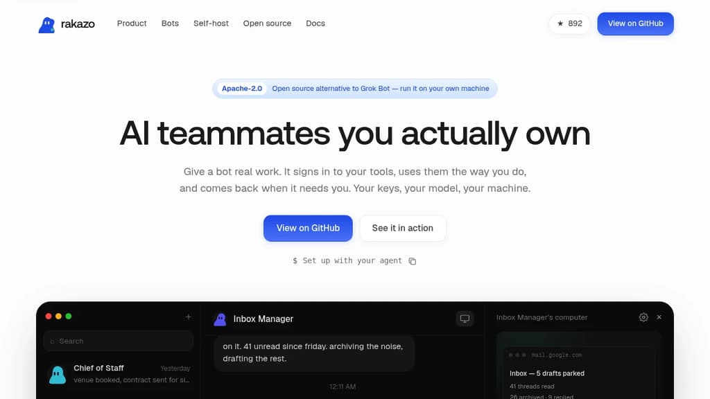 Screenshot of Rakazo website