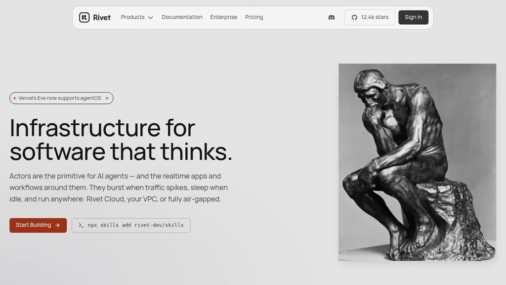 Screenshot of Rivet website