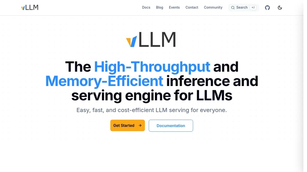 Screenshot of vLLM website