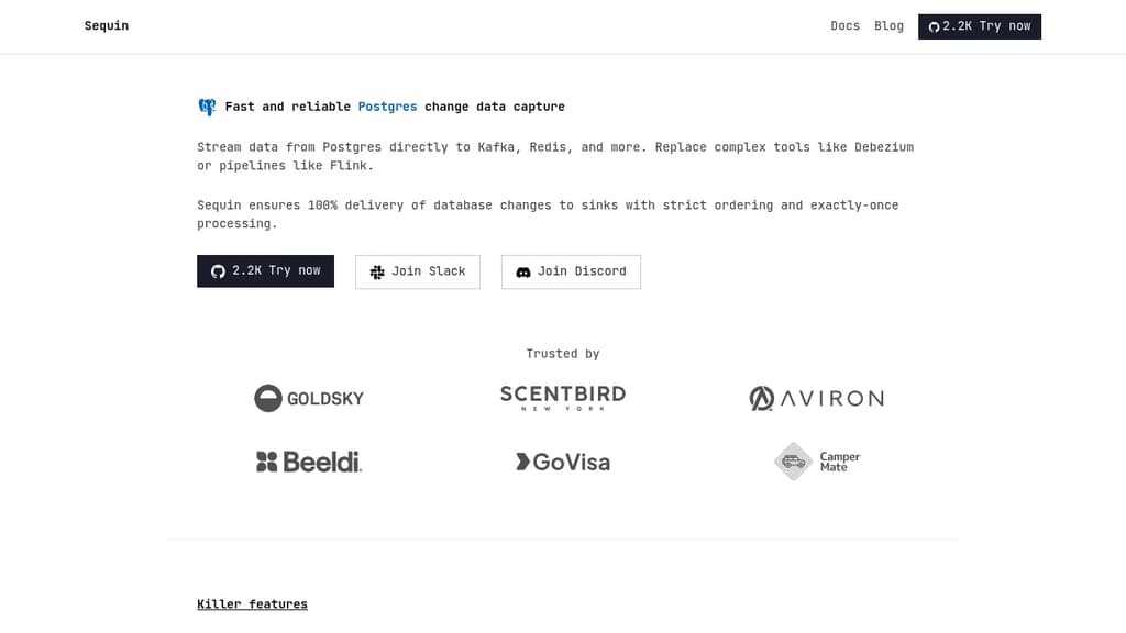 Screenshot of Sequin website