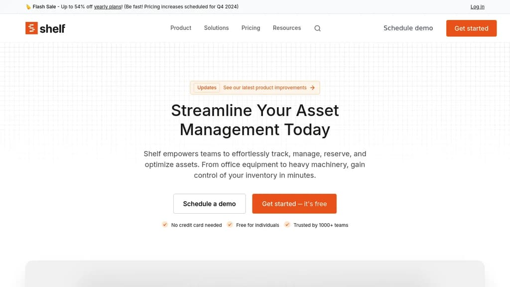 Screenshot of Shelf website