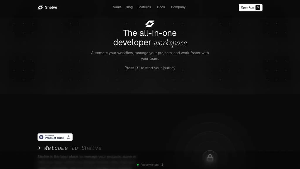 Screenshot of Shelve website