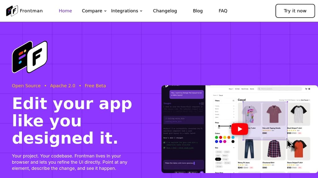 Screenshot of Frontman website