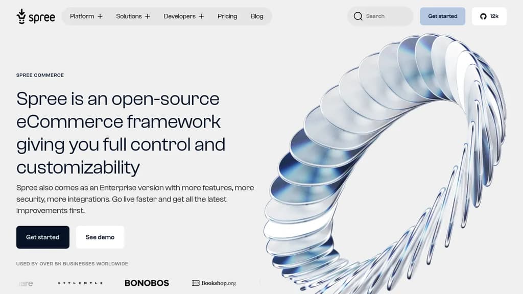 Screenshot of Spree Commerce website
