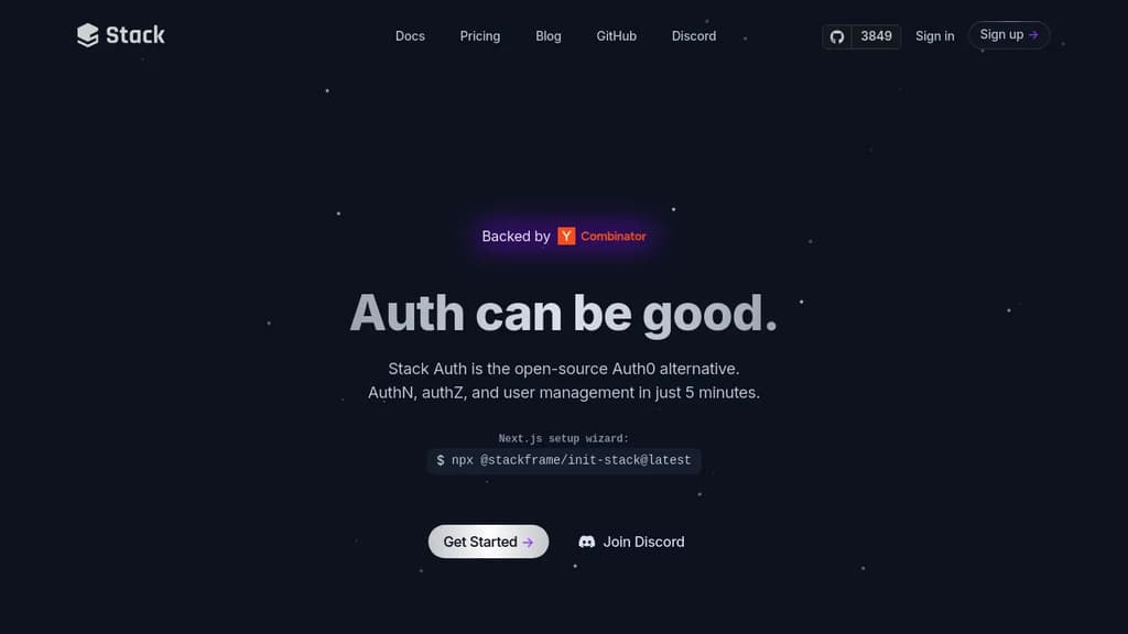 Screenshot of Stack Auth website