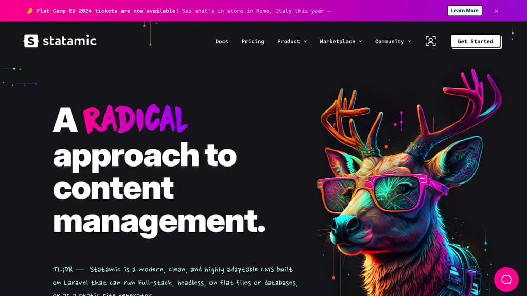 Screenshot of Statamic website