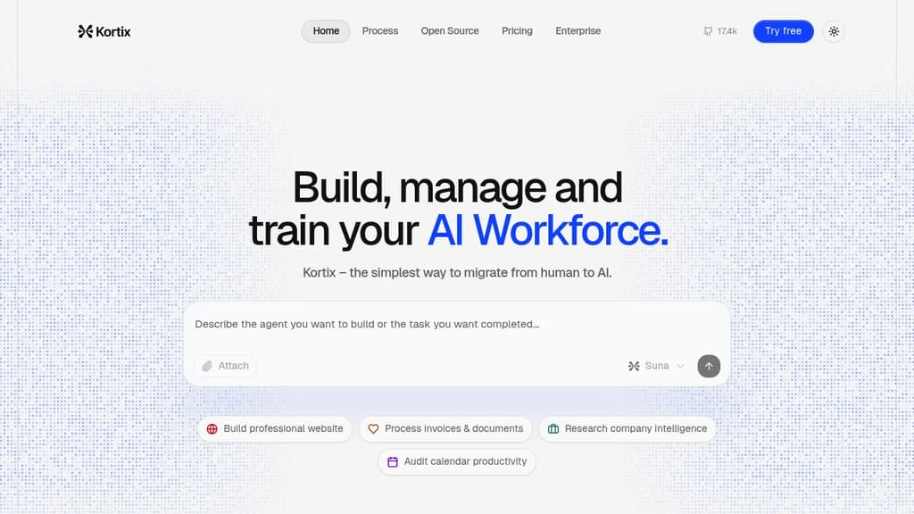 Screenshot of Suna website