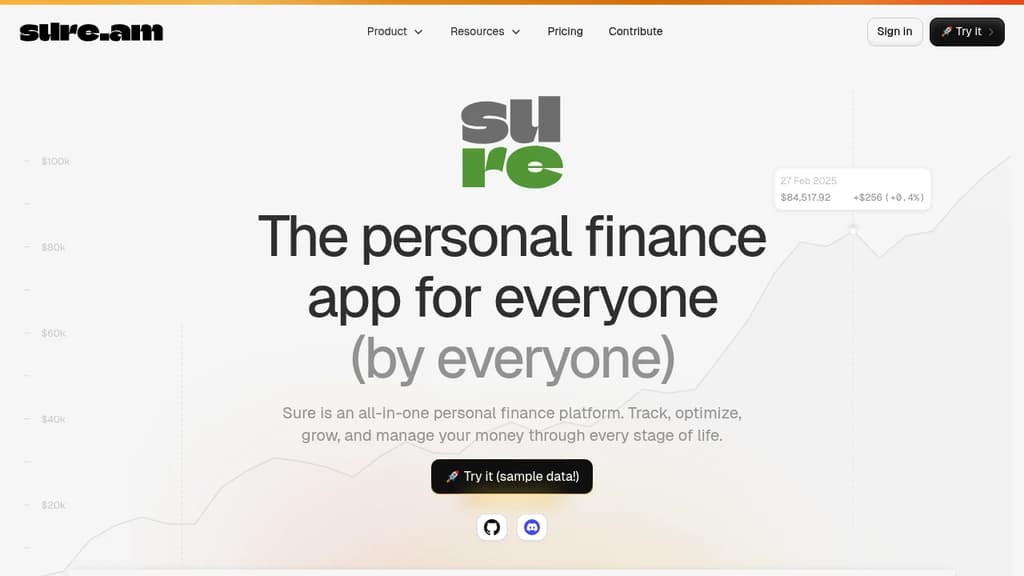Screenshot of Sure.am website