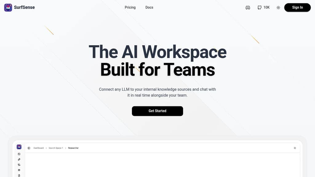 Screenshot of SurfSense website