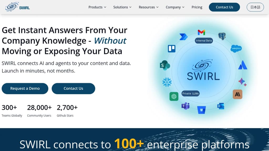 Screenshot of Swirl Search website