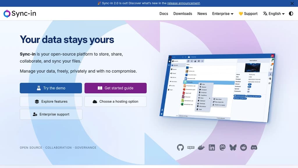 Screenshot of Sync-in