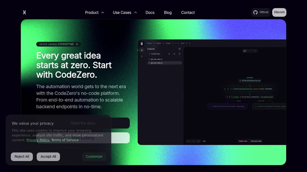 Screenshot of CodeZero website