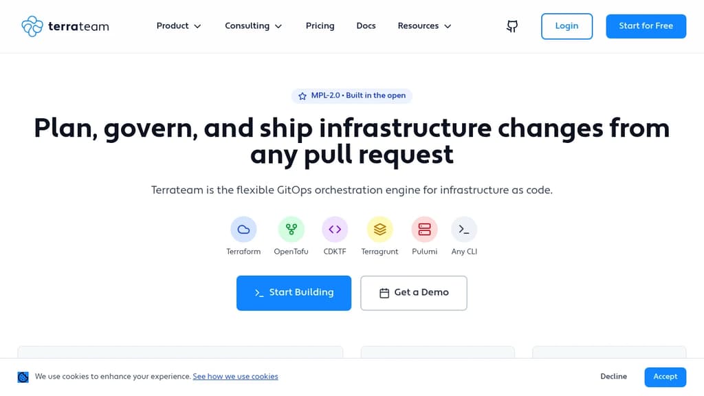 Screenshot of Terrateam website