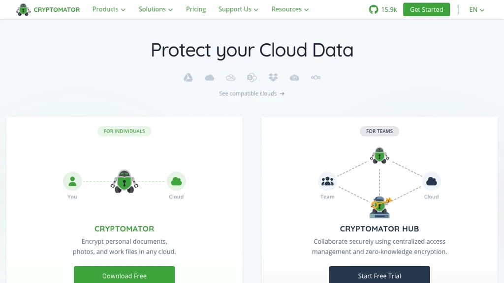 Screenshot of Cryptomator website