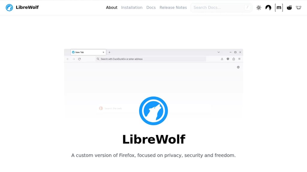 Screenshot of LibreWolf website