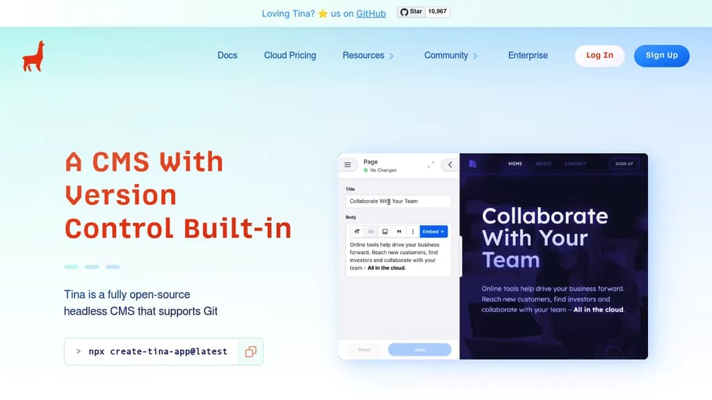 Screenshot of TinaCMS
