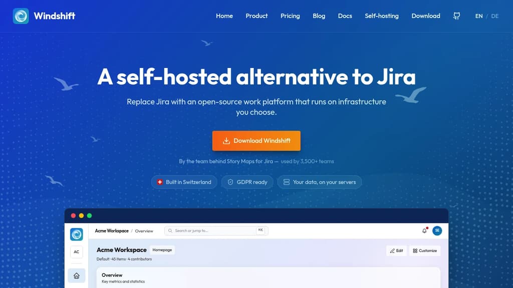 Screenshot of Windshift website