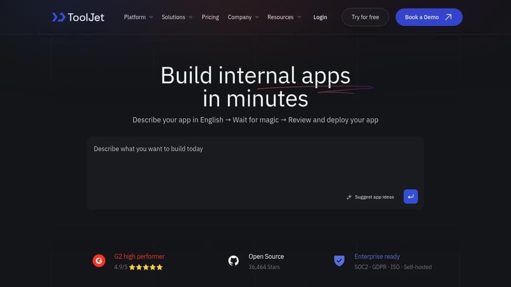 Screenshot of ToolJet