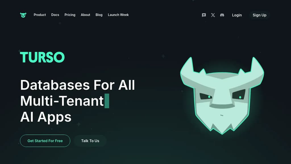 Screenshot of Turso website