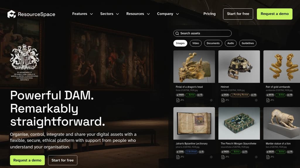 Screenshot of ResourceSpace website