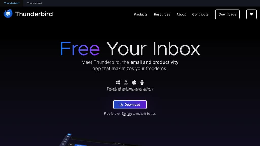 Screenshot of Thunderbird