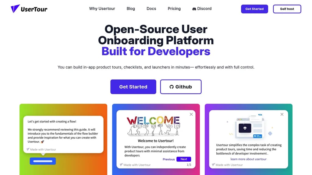 Screenshot of Usertour website