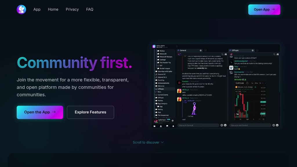 Screenshot of Valour website
