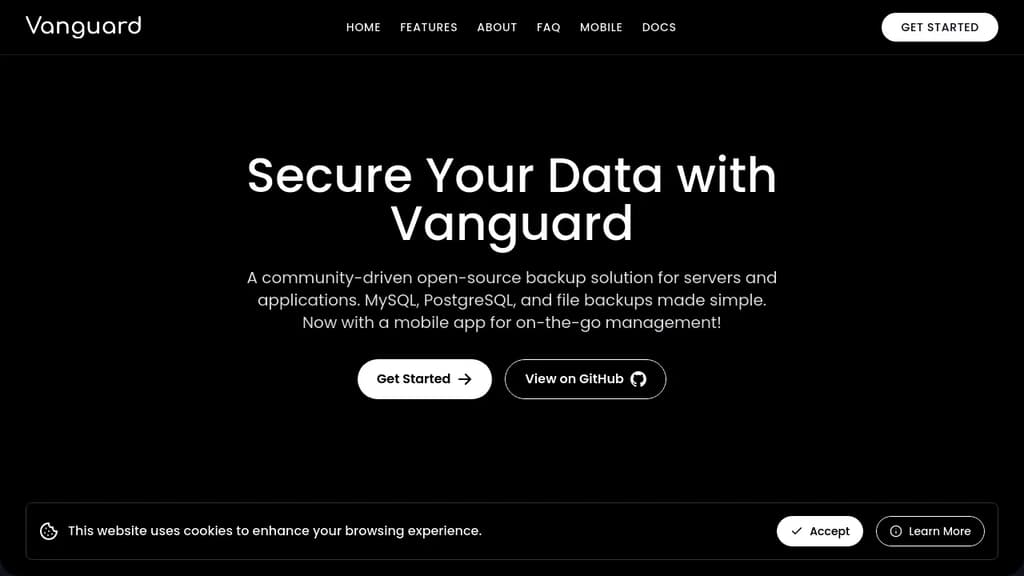 Screenshot of Vanguard website