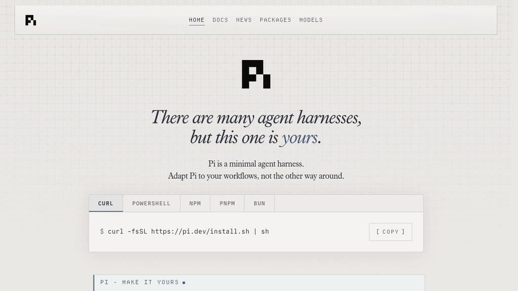 Screenshot of pi website