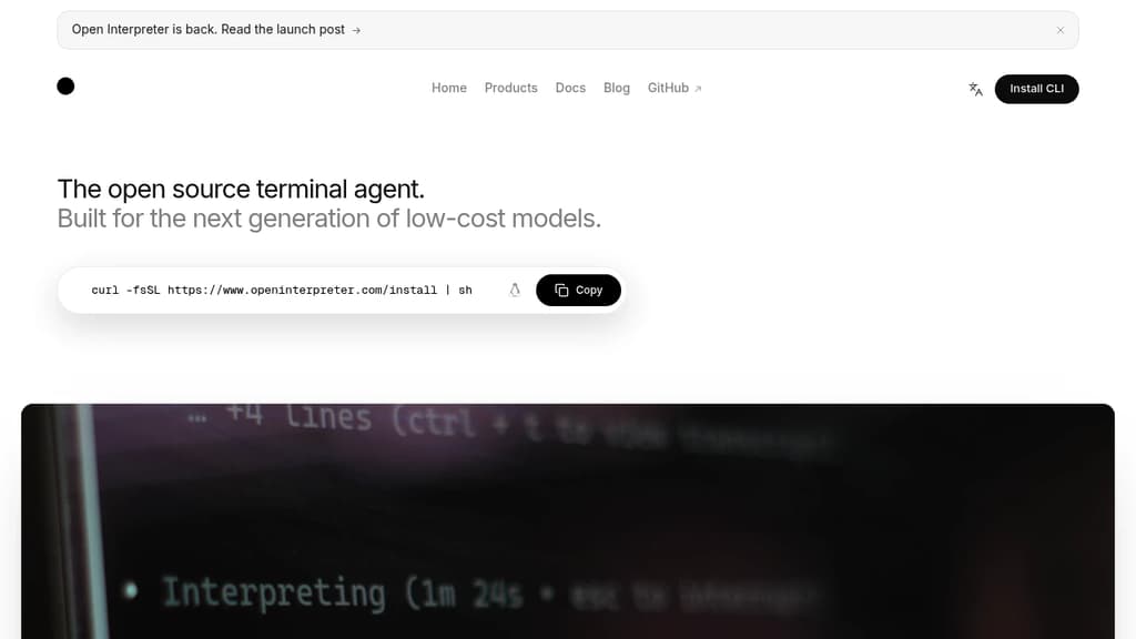 Screenshot of Open Interpreter website