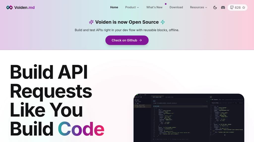 Screenshot of Voiden website