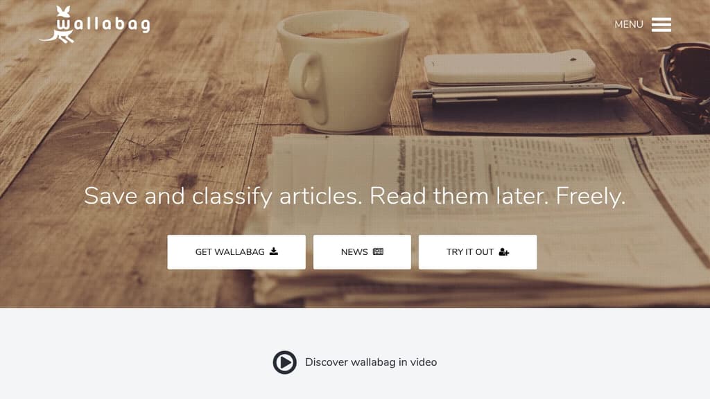 Screenshot of Wallabag website