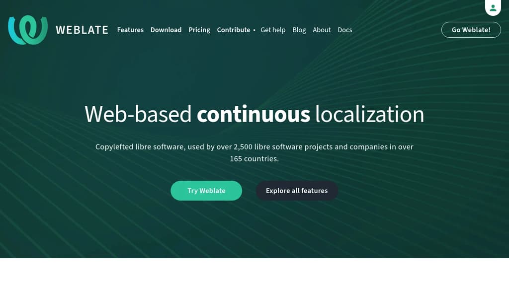 Screenshot of Weblate website