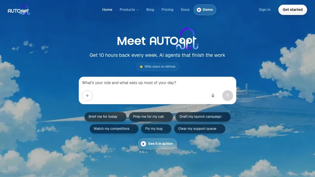 Screenshot of AutoGPT website