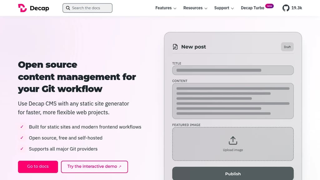 Screenshot of Decap CMS