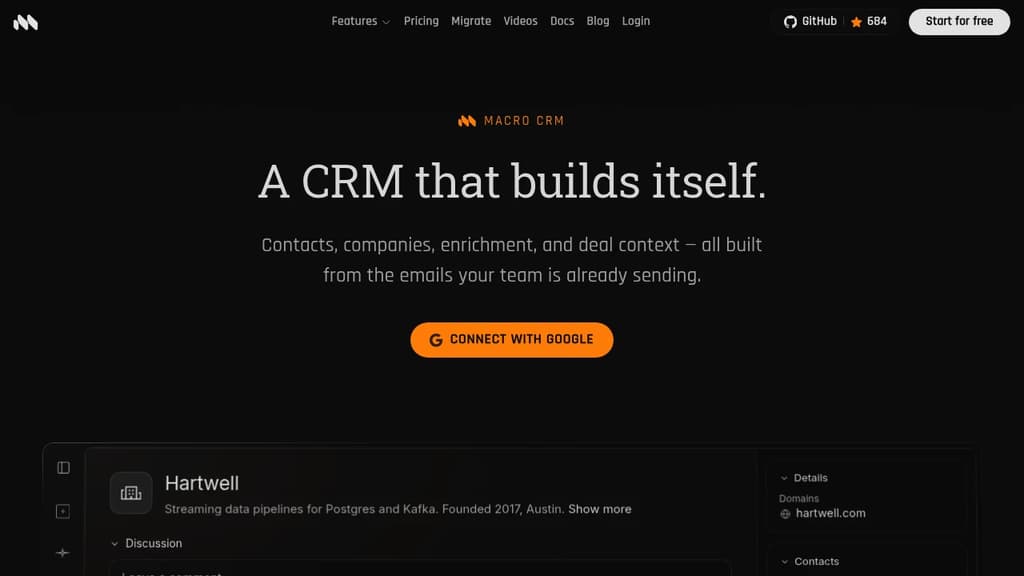 Screenshot of Macro CRM website