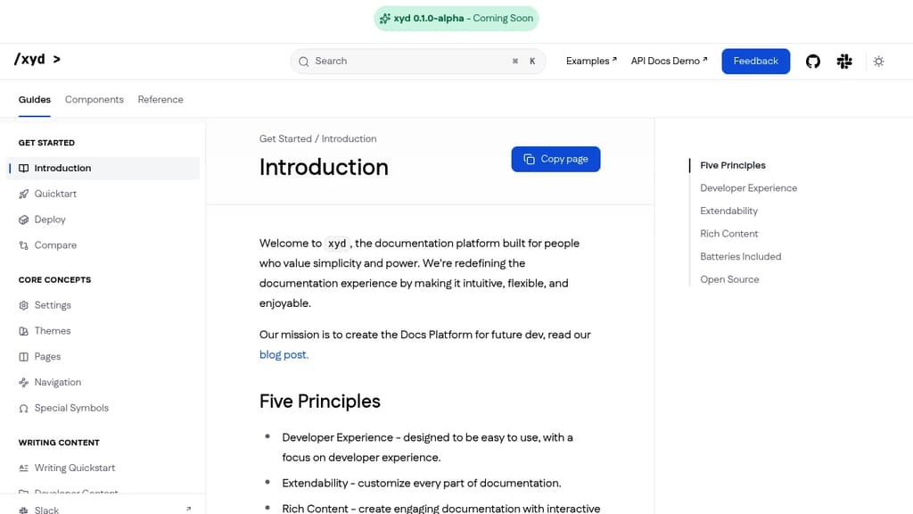 Screenshot of xyd website