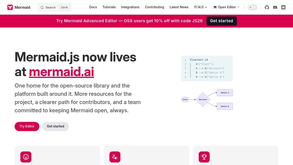 Screenshot of Mermaid website
