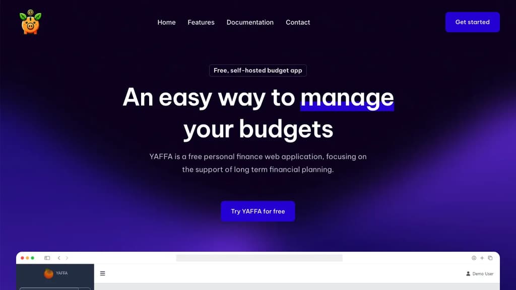 Screenshot of YAFFA website