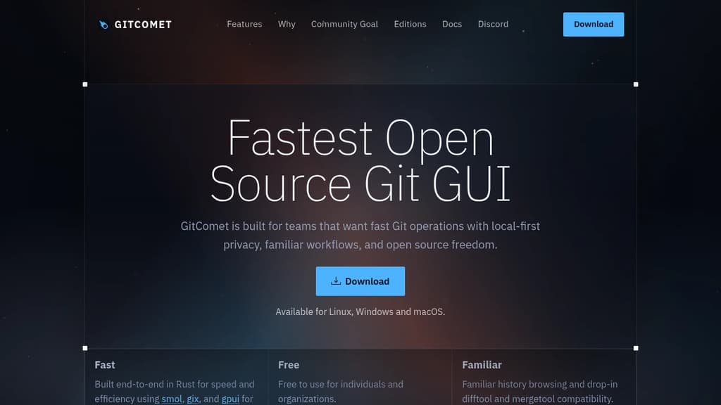 Screenshot of GitComet website